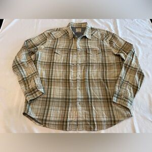 Lucky Brand Beige Plaid Lined Mens Shirt Size XL